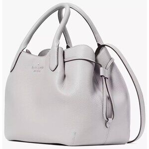 S Kate Spade Dumpling Large Gray Leather Satchel Bag K8134 Purse NWT $459 Retail